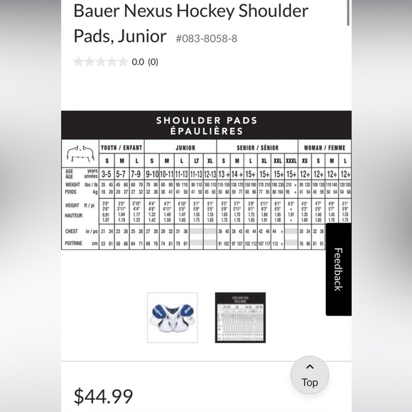 Bauer Hockey Shoulder Pads- Junior Large - Picture 10 of 10